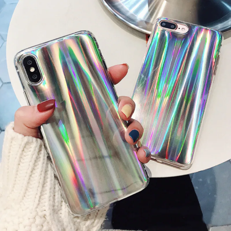 

Luxury Glitter Phone Case For iPhone 7 Cool Laser Shining Case For iphone 8 7 6 6S Plus 5 5S SE X Soft TPU Silicone Cover
