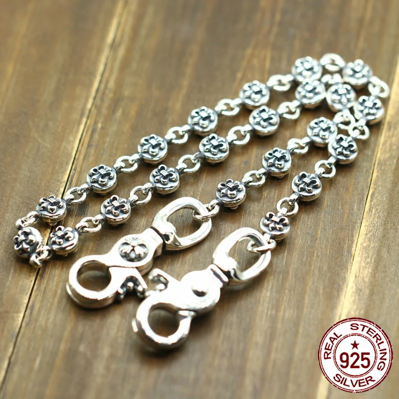 

100% 925 sterling silver men's bag chain pants chain personality fashion retro punk style domineering cross shape to send a gift