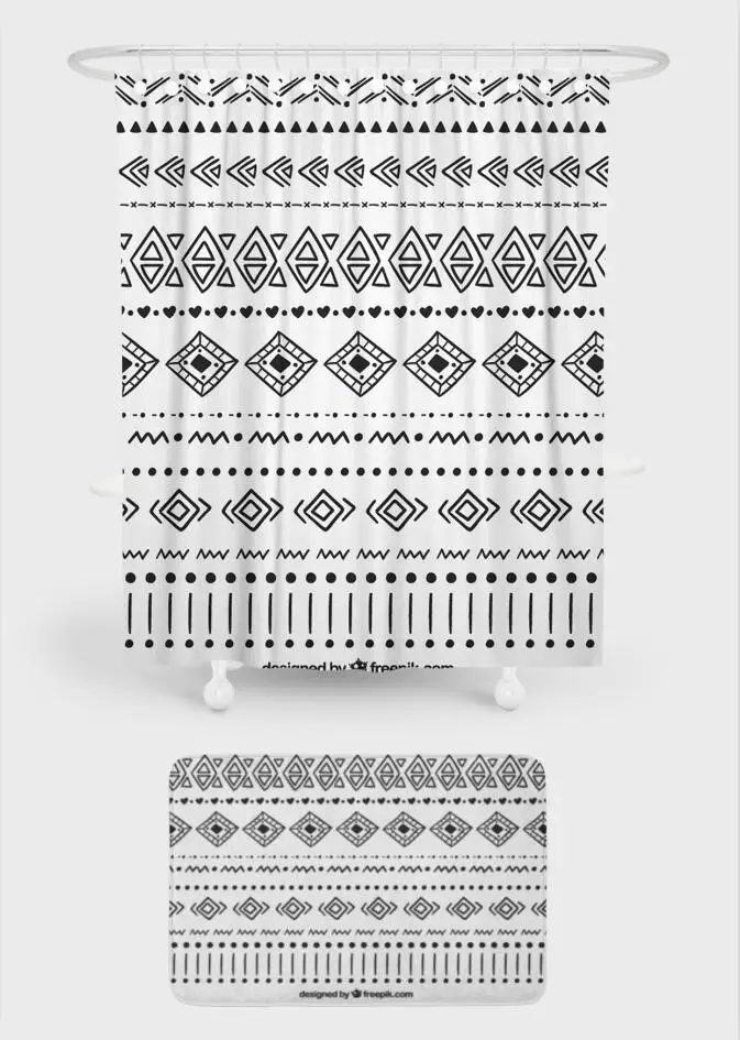 IBANO ацтекская Геометрическая занавеска для душа, водонепроницаемая полиэфирная ткань, 180x180 см, занавеска для ванной, 40x60 см, коврик для ванной комнаты, занавеска - Цвет: 2