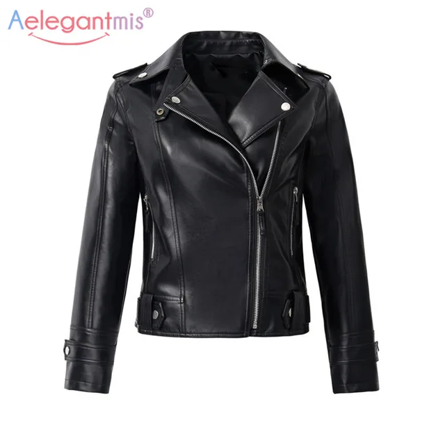 Aliexpress.com : Buy Aelegantmis Casual PU Leather Jacket Women Classic ...