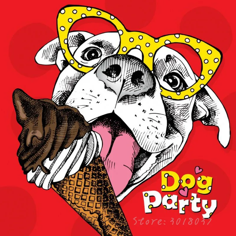 

Diy Diamond Painting Cross Stitch Dog Eating Ice Cream Needlework 3D Diamond Embroidery Full Round Mosaic Decoration Resin Kits