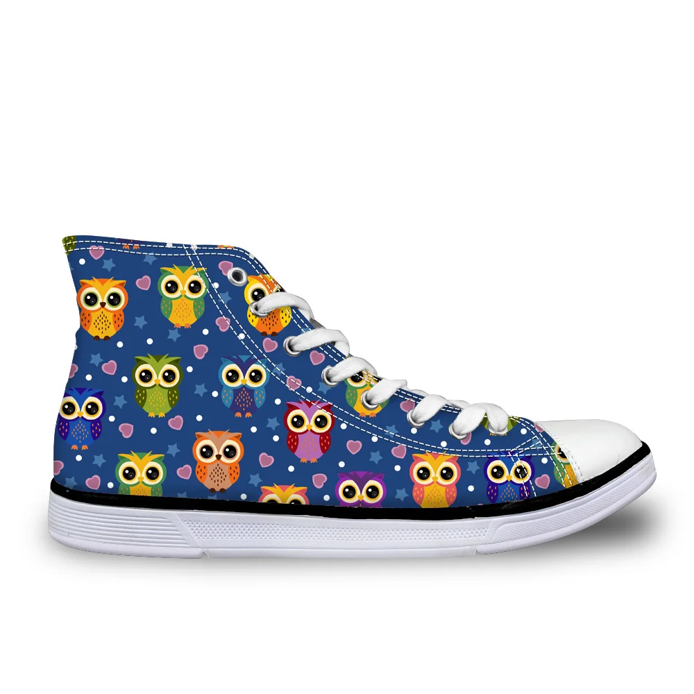 

Customized Cute Women Casual Canvas Shoes 3D Animal Owl Butterfly Prints Women's High Top Vulcanized Shoes Flats Female Leisure