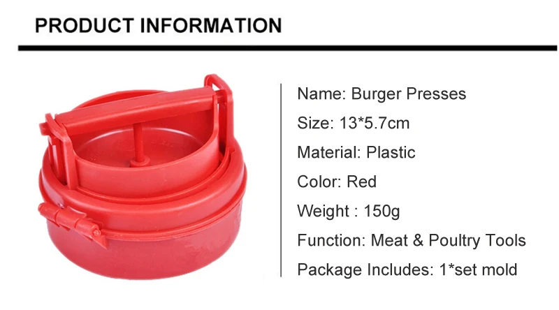 1 фото форма для котлет красный для бургеров из мяса Пэтти чайник плесень пластиковый гамбургер Пресс Burger чайник барбекю Кухня аксессуары