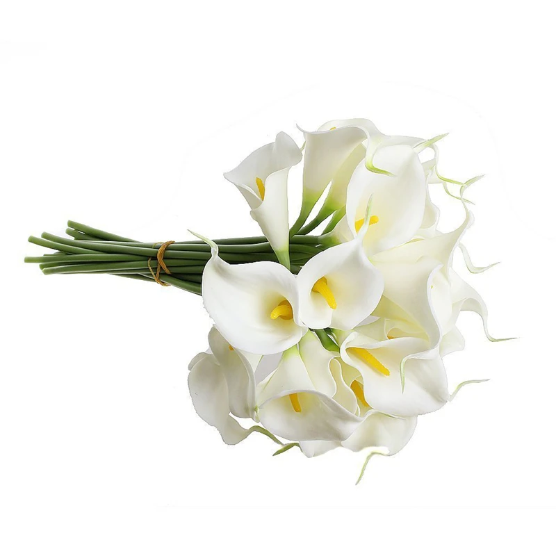47 41 De Réduction10 Pcslot Calla Pu Fleurs Artificielles Ivoire Blanc Fleur Jaune étamines Bouquets Maison Boutique Mariage Nuptiale Fleurs