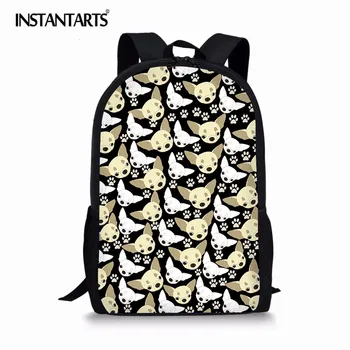 

INSTANTARTS Cute Cartoon Chihuahua Pattern Softback Backpack for Primary Students Stylish Large Travel Bagpack Kids School Bags