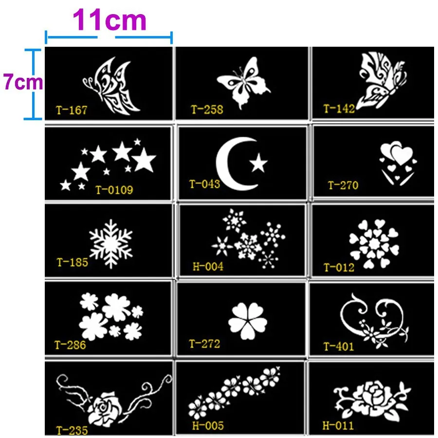 15 шт трафареты для тату хна трафарет для тату лица шаблоны для рисования Mehendi аэрография блеск временная краска для тела художественный дизайн