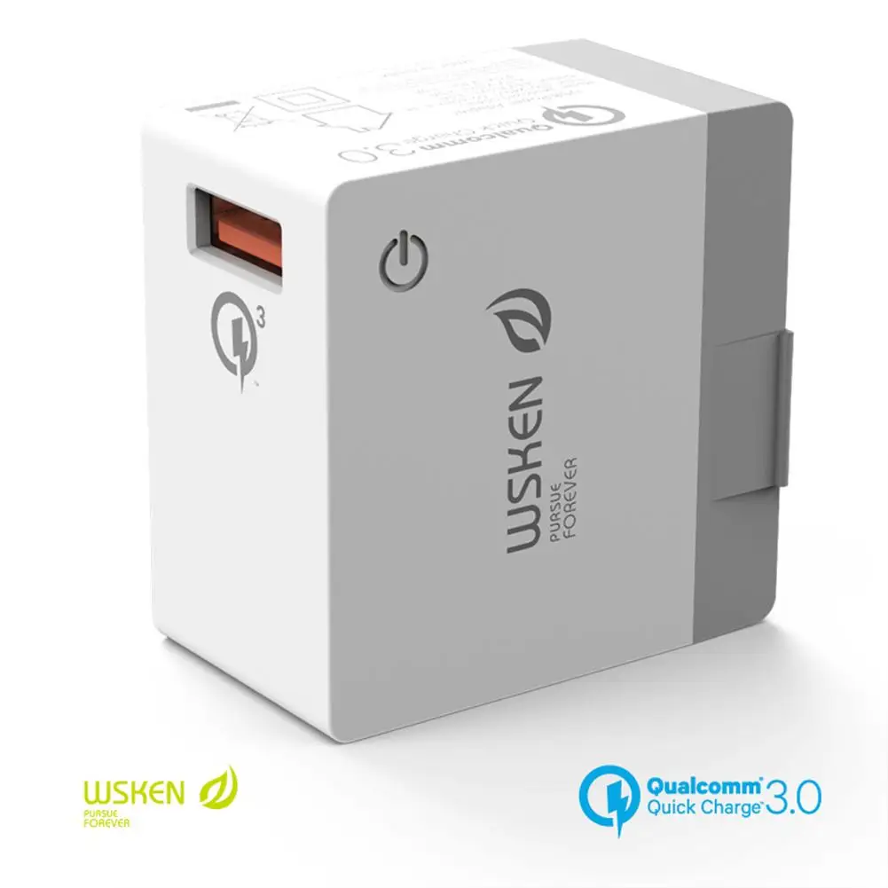 

WSKEN Quick USB Wall Charger Single-Port Fast Charge 3A Power Adapter Qualcomm Quick Charge 3.0 US Plug
