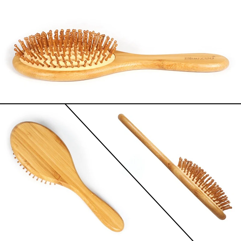 Массажная расческа для волос бамбуковая подушка безопасности распутывающая расческа Detangle Anti-frizz Hairbush массаж головы Расслабление способствует кровообращение