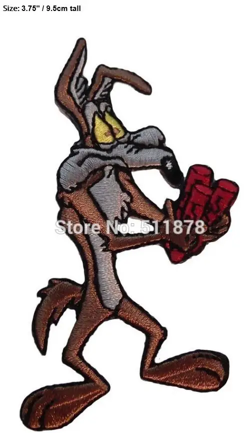 4/" Looney Tunes COYOTE on ACME ROCKET Embroidered Iron-On Patch WILE E