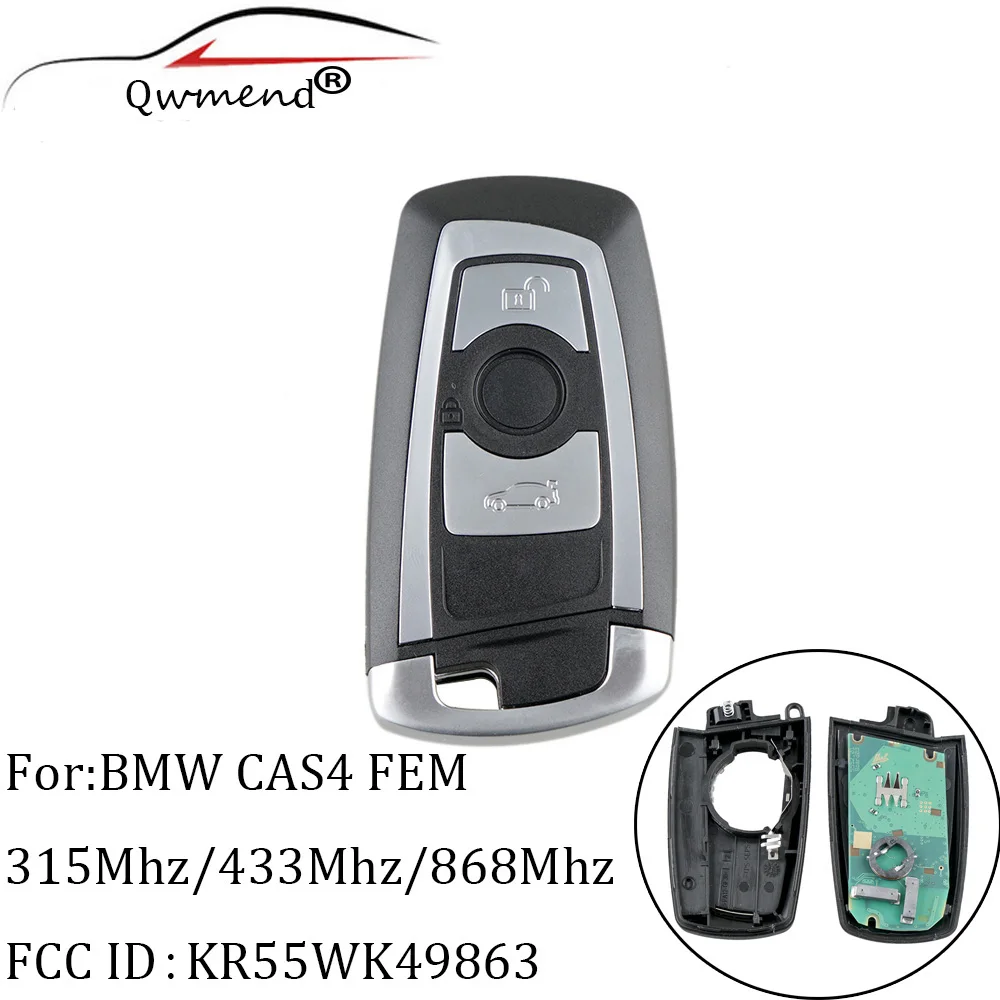 QWMEND 3 кнопки дистанционного брелока для BMW Cas4 FEM KR55WK49863 315/868/433 МГц для BMW 1 2 3 4 5 6 7 серии X3 M2 смарт Ключи автомобиля