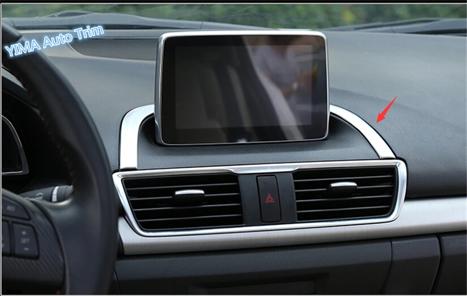 

For Mazda 3 AXELA Hatchback Sedan 2014 2015 2016 ABS Dashboard GPS Navigation Display Screen Frame Cove Trim 1 Pcs