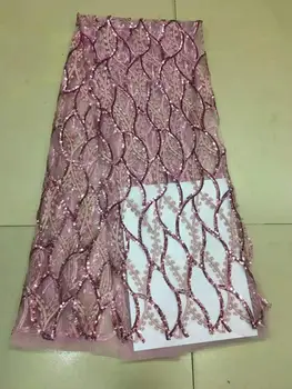

5 yards embroidery lace + sequins African lace French mesh Nigeria lace fabric suitable for clothing design DIY clothing 10 colo