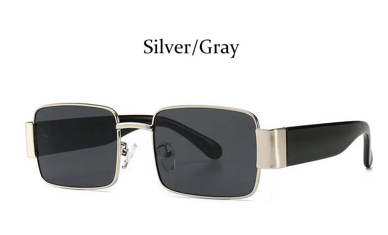 Роскошные Квадратные прозрачные солнцезащитные очки для женщин Ретро Красная прямоугольная металлическая оправа мужские очки черные тени женские - Цвет линз: Silver Gray