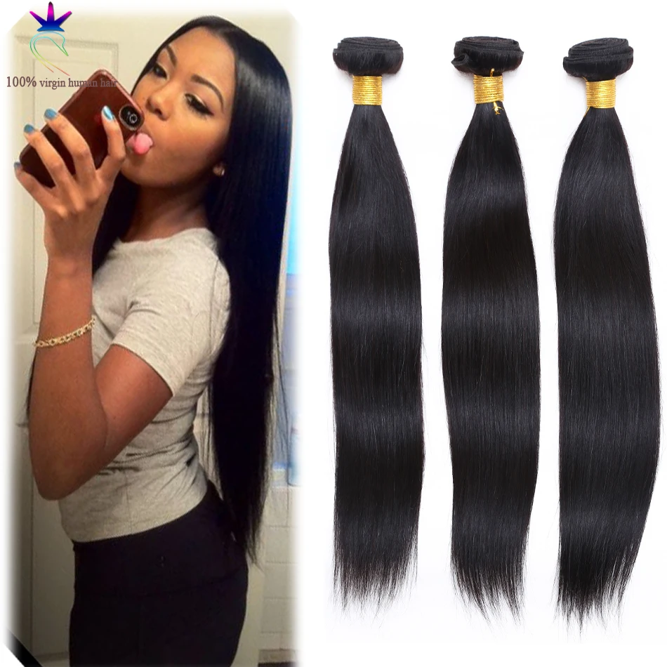 Buy Malaysian Virgin Hair Straight Human Hair Extension Natural Black 3pcs Lot