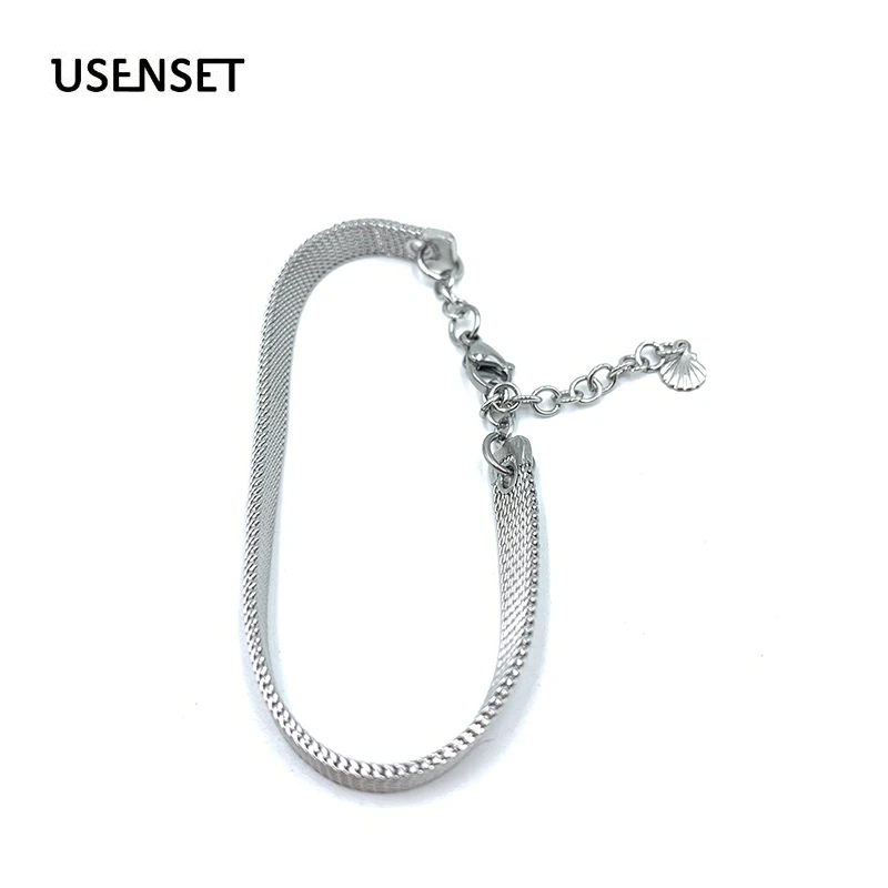 USENSET сетка из нержавеющей стали браслет для женщин ювелирные изделия 6 мм