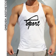OA фитнес мужские дышащие жилеты из чистого хлопка без рукавов бодибилдинг Повседневный пуловер с рисунком Slim Fit майка Топы
