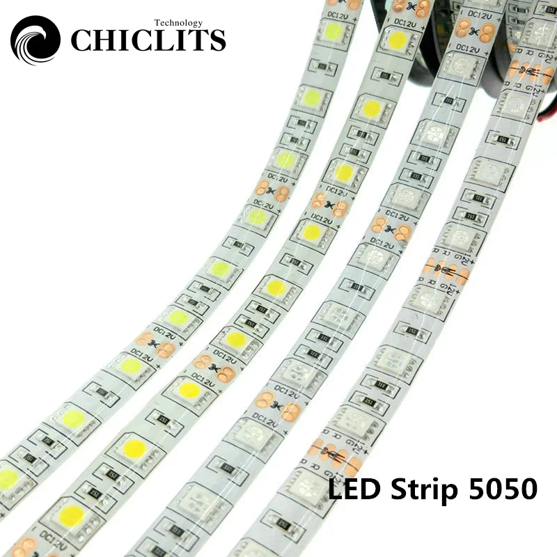 CHICLITS Светодиодная лента 5 м/лот 5050 60 светодиодов/м IP65 водонепроницаемая DC12V 14 4 Вт/м