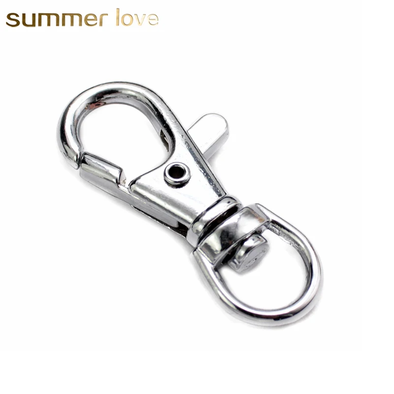 20pcs /Pack Silver Color Keyring 4cm Swivel Lobster Clasp Clips Keychain Hook Split Key Ring for DIY Trinkets Keychains Jewelry