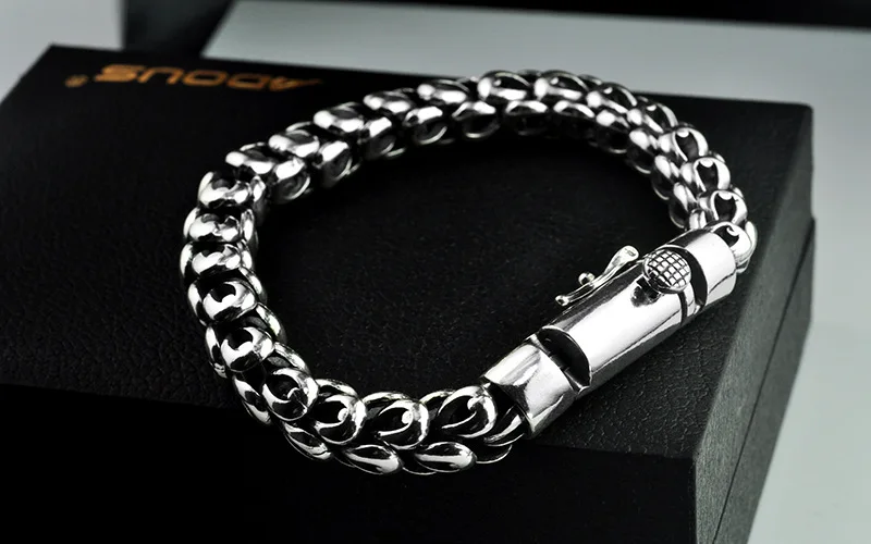Настоящий 925 пробы серебряный мужской браслет Будда толстый безопасный узор винтажный панк-рок стиль браслет мужские ювелирные изделия подарок с логотипом