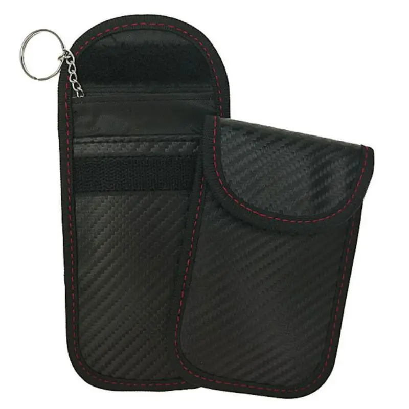 

Key Fob Signal Blocking Cage Protector RFID Blocking Keys Carbon Fiber Texture Organizer Portable