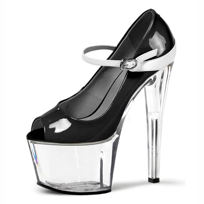 Candy-colored fish mouth crystal merchandises with 17cm high heels and a colorimetric hate - day high - size club Dance Shoes
