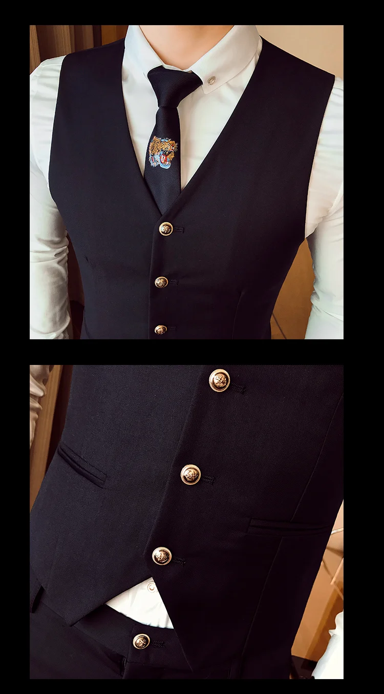 Благородные мужские костюмные жилеты чистый цвет жилет мужской тонкий дизайн жилет высокого качества 7 цветов на выбор Optional