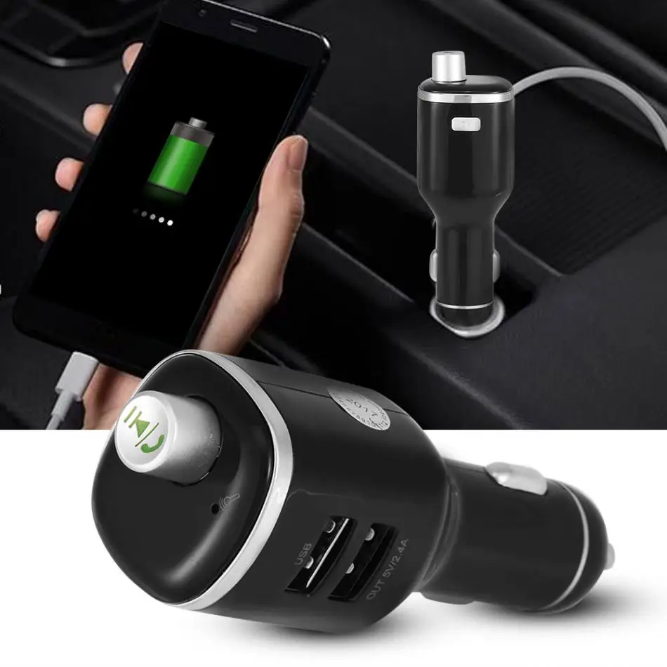Portable Car Kit Dual USB Charger Bluetooth Hands free Dial FM Radio
