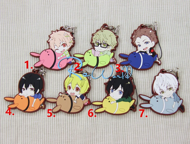 

Tsukiuta Anime MUTSUKI HAJIME KISARAGI KOI YAYOI HARU SATSUKI AOI MINADUKI RUI Rabbit Ver Rubber Keychain