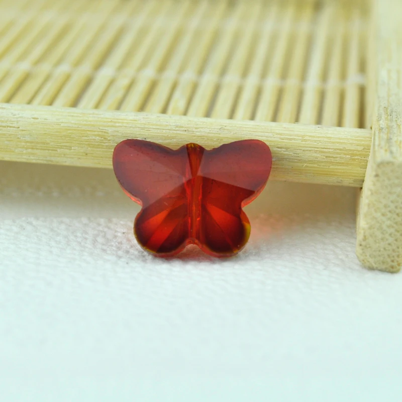 

Wholesale 100pcs/lot 12X14mm Red Faceted Crystal Glass Beads Quartz Butterfly Charm Loose Craft DIY Beads For Jewelry Making