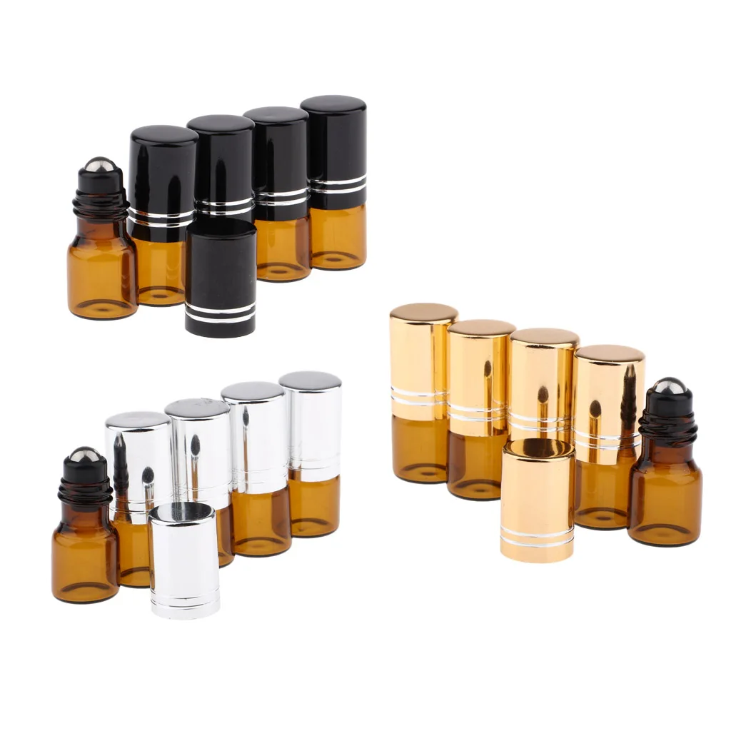 15 Pcs 2ML Empty Glass Essential Oil Perfume Roller Ball Bottles Cases Holder