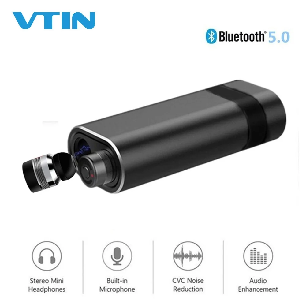 

VTIN Mini Wireless Bluetooth 5.0 Earphone Noise Cancelling HiFi Stereo Waterproof Earbuds With Microphone Portable Charging Box