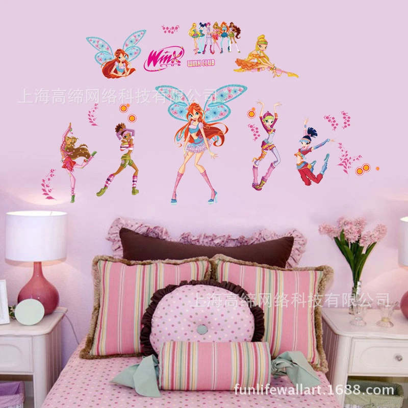 Bande Dessinee Winx Club Ensemble 3d Wall Sticker Pour Enfants Chambre Decor Amovible Accueil Enfants Chambre Decorations Fille D Anniversaire Cadeaux Aliexpress