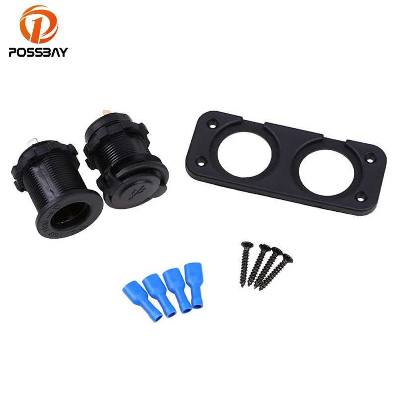 

POSSBAY 12V Black Universal Dual USB Car Styling Motorcycle Cigar Lighter Socket Splitter Charger Power Outlet Accessories
