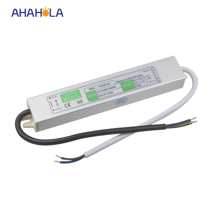 

waterproof ip67 ac 110v 220v led driver transformer,output dc 12v 2a 24w power supply for led strip