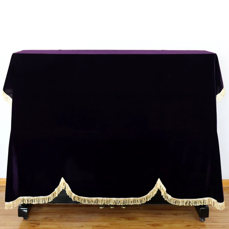 1pcs Upright Piano Dust Cover Thicken Pleuche Tassel Dust Proof Home Texile Gold Velvet Cloth Cover Piano Accessories Full Cover (1)
