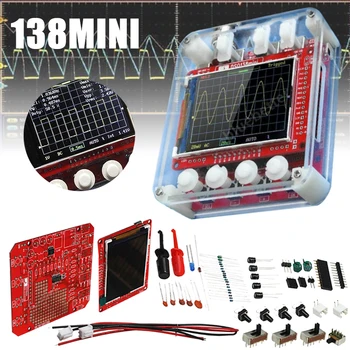 

Mini Digital Oscilloscope Kit Pre-soldered DSO138 1MSa/s Electronic Learning Set Oscilloscopes + Clear Case