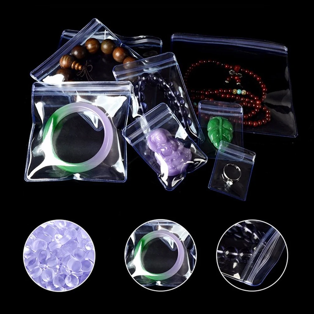 100Pcs Small Jewelry Ziplock Zip Bags Resealable PVC Plastic Poly Bag Storage Waterproofin Gift
