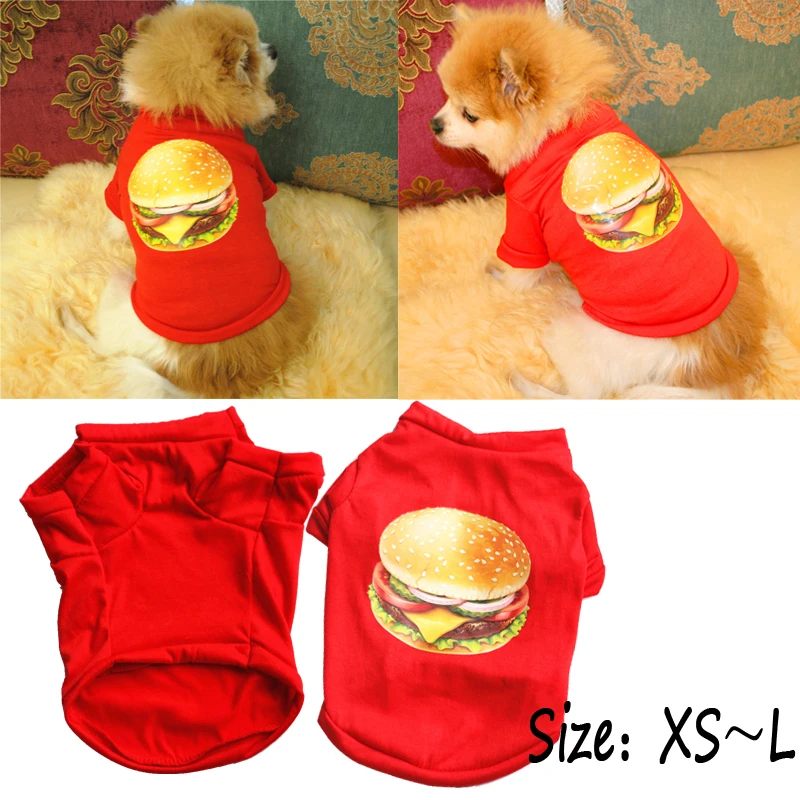 

2018 New Fashion Spring and summer cotton pet dog T-shirt hamburger style teddy bomei guest.