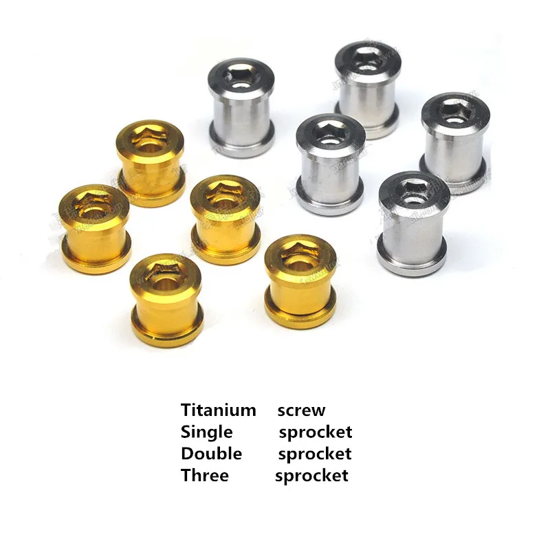 

Bicycle chainwheel screw titanium ultra light single double three chainwheel rotor nut titanium bolts gold silver