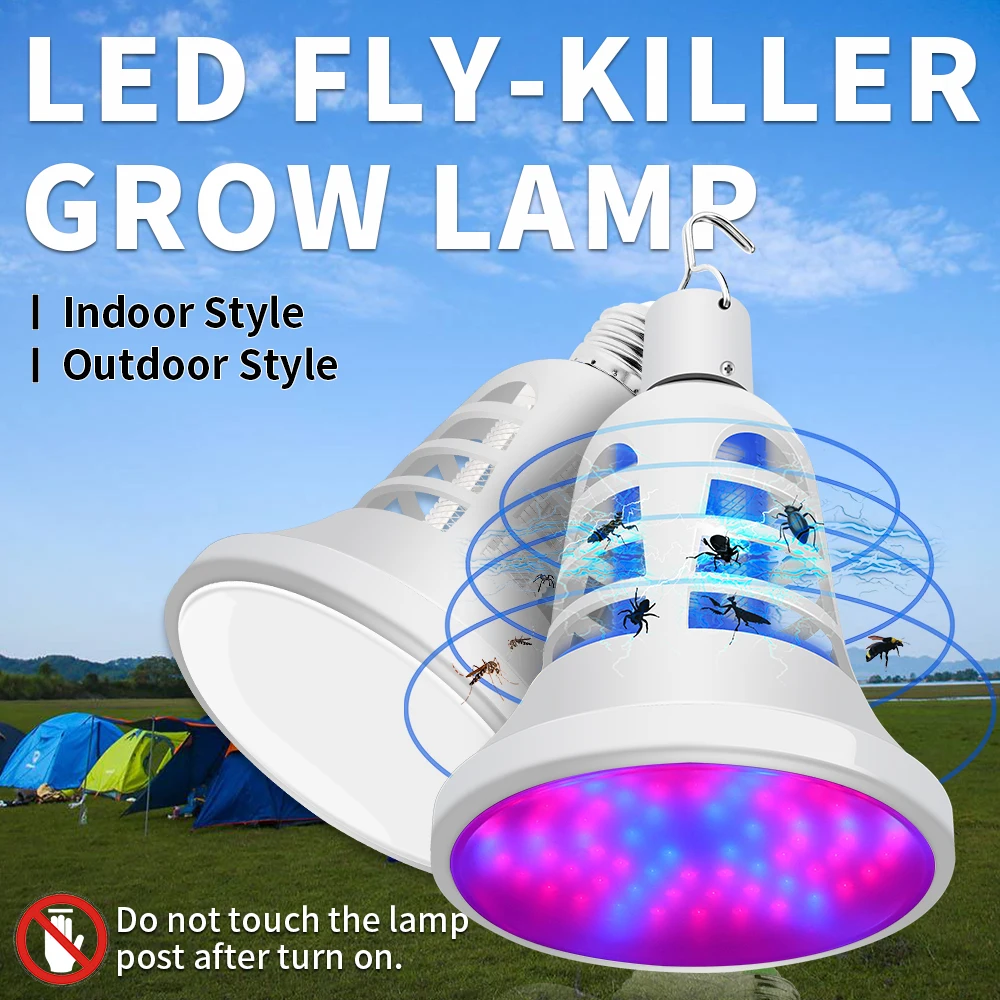

E27 Plant Grow Light Led Anti Mosquito Trap Killer Lamp 220V Full Spectrum Lamp Insect Killer 2 in 1 USB Grow Tent Seedling 110V