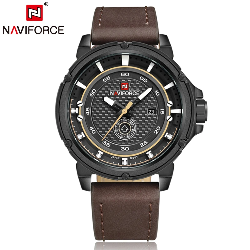 NAVIFORCE часы человек Элитный бренд Relogio Masculino Мода Военная кожа кварцевые наручные