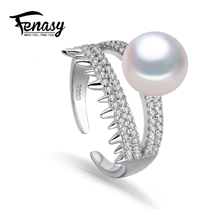 

FENASY bohemia punk ring Pearl Jewelry trendy freshwater Pearls 925 Sterling Silver Rings for women,engagement ring,vintage