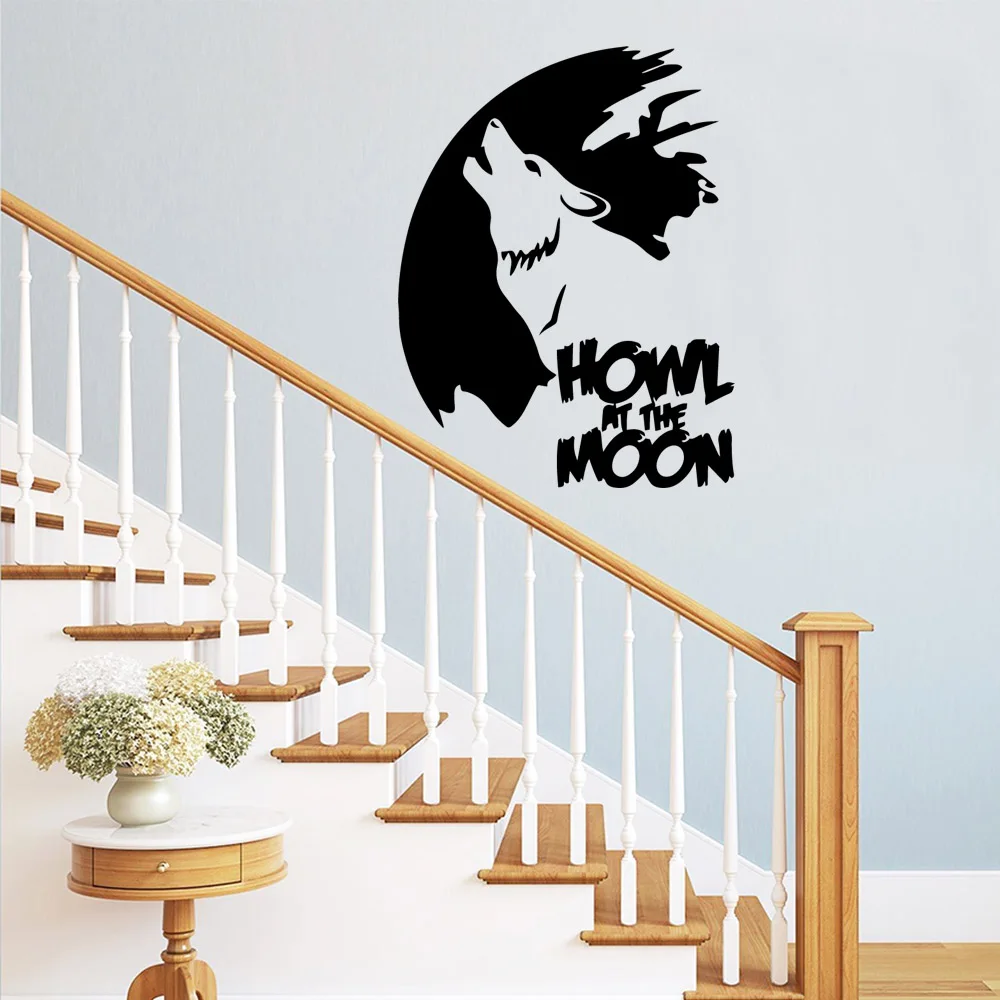 

Large Wolve Howl Vinyl Wallpaper for Living Room Company School Office Decoration Sticker Mural naklejki na sciane