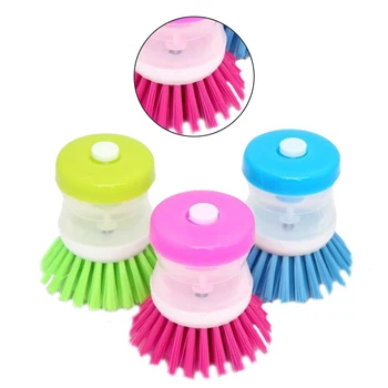 

2019 Useful 1 Pcs 8.5*6.5cm Plastic Kitchen Washing Utensils Pot Dish Brush With Washing Up Liquid Soap Dispenser Wash Pot Brush