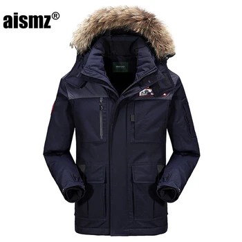 

Aismz New Snow Winter 80% duck Down Jacket Men's Winter Coats Fur Collar Thick Windbreaker Jackets Men Parkas Warm Thick Coat