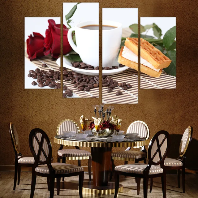 2017 Brand Designed Coffee Decoration Painting Artwork Beans 2017 Brand Designed Coffee Decoration Painting Artwork Beans 4panels Wall Art Picture Unframed Time Limited