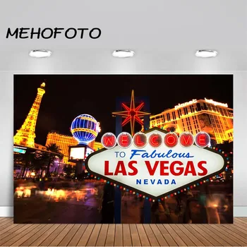 

MEHOFOTO Las Vegas Photo Background City Night Casino Party Banner Photography Backdrop for Birthday Party Decoration