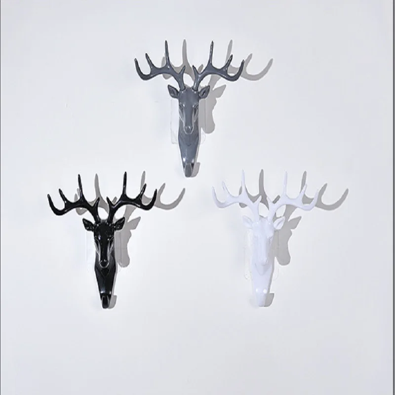 

Deer Head Modeling Self Adhesive Hook Wall Decor Hooks Antlers American Style Household Decor Hooks Multi-purpose Wall Hook