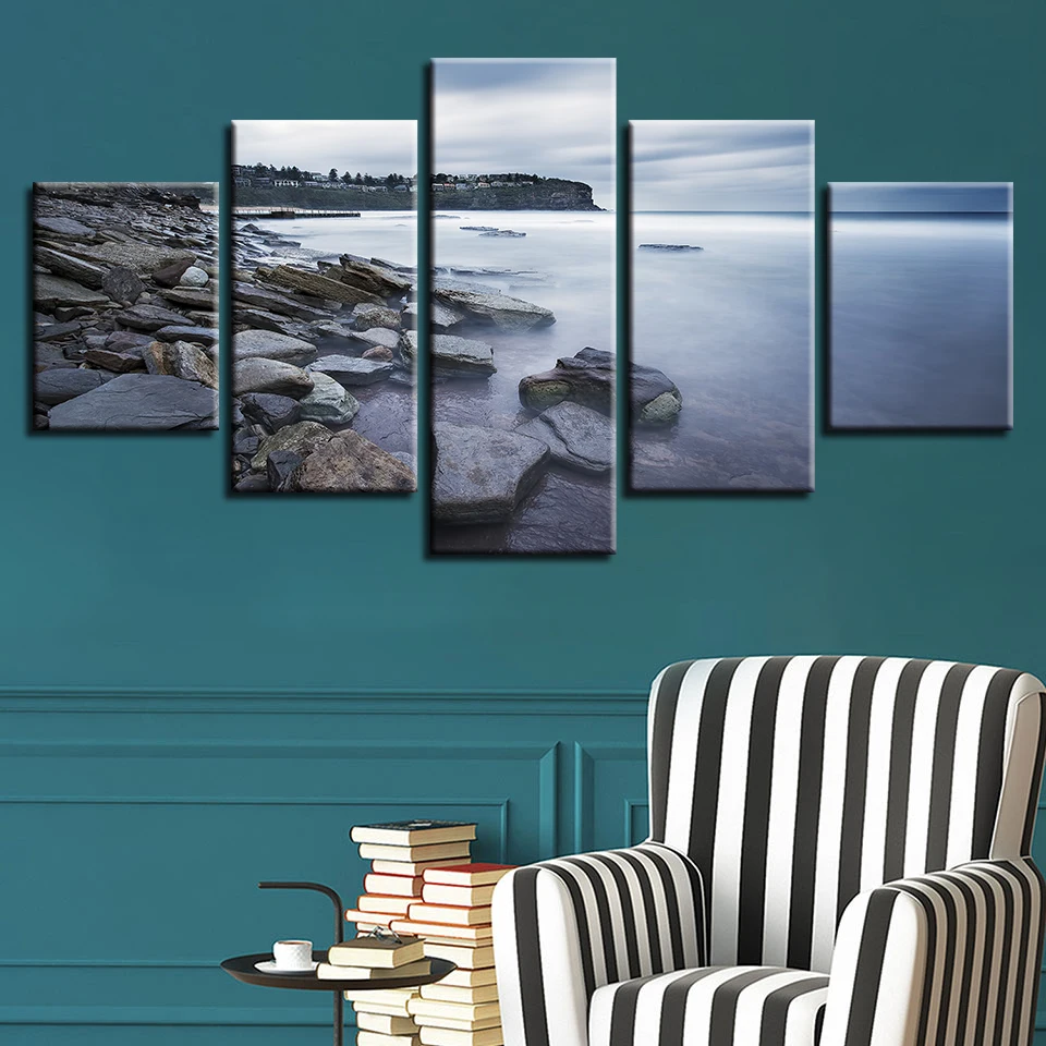 Home Living Room Wall Art Paintings Decor 5 Pieces HD Printing Stone Mountain Natural Scenery Canvas Picture Modular Poster Fram