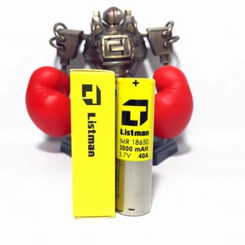 

2PCS new Listman IMR 18650 battery 3.7V 3000mah 40A yellow High discharge rate rechargeable li-lon power batteries